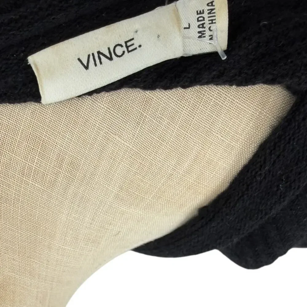 Vince‎ Black Cashmere Wool Open Front Duster Cardigan Sweater Size Large